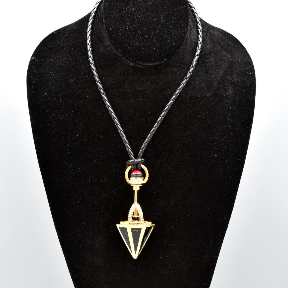 Roberto Cavalli Black Enamel and crystal necklace